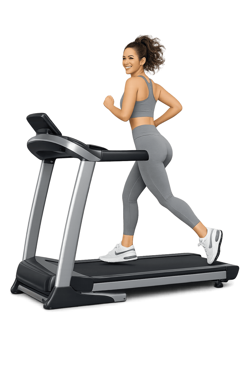 mergina ant bėgimo takelio